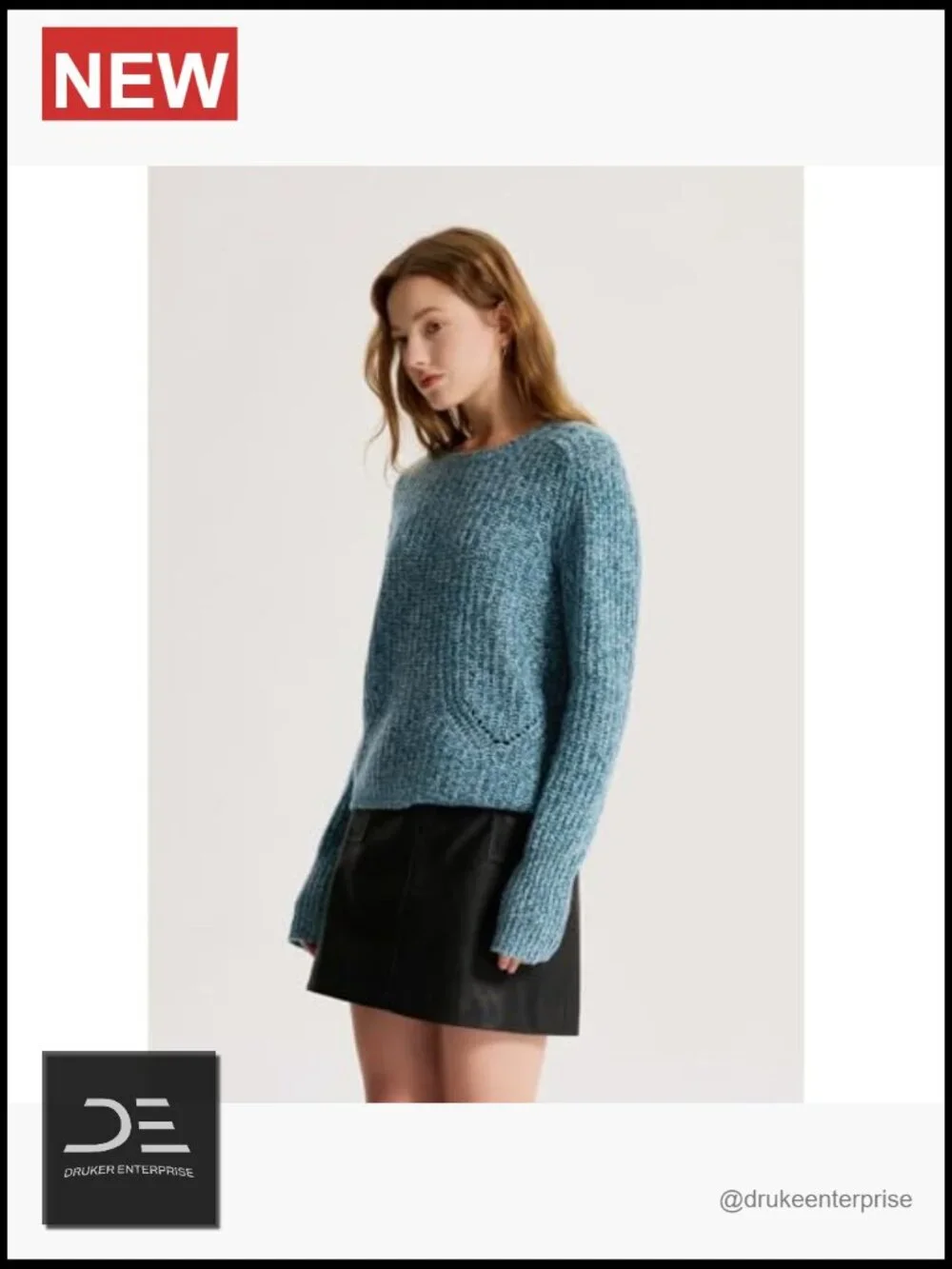 Marled Cashmere Loose Ribbed Hollow Out Pullover Sweater